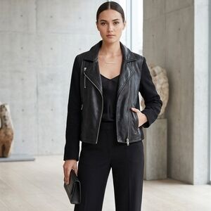 Kaufman Franco Lamb Leather and Wool Biker Jacket Size S
